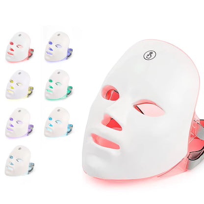 Masque Facial Anti-Âge À LED Pour Le Cou, 7 Couleurs, Thérapie À La Lumière Rouge, Raffermissement De La Peau, Lifting, Beauté Légère, Blanchiment À Domicile