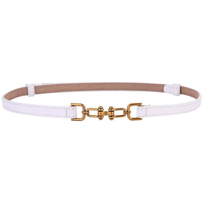 Ceintures Coréennes En Cuir Véritable Pour Femmes, Ceinture De Taille Fine En Cuir Verni Avec Boucle Dorée Pour Robe, Ceinture De Luxe Réglable Pour Femmes