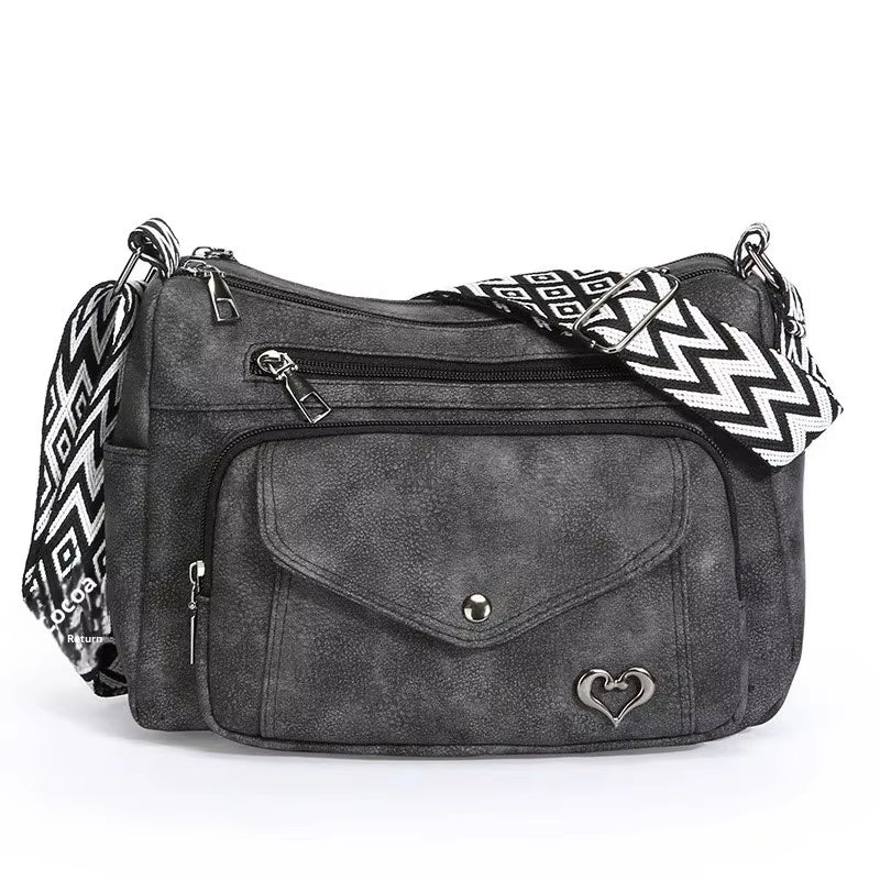 Trendy Large Capacity Women'S Shoulder Bag Fashionable Fresh All-Match Crossbody Bag Soft PU Leather Square Shape Zipper Closure