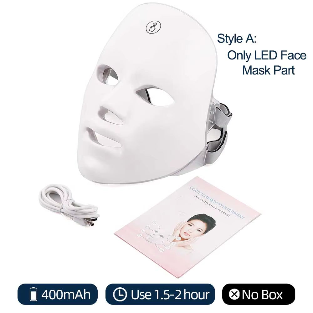Masque Facial Anti-Âge À LED Pour Le Cou, 7 Couleurs, Thérapie À La Lumière Rouge, Raffermissement De La Peau, Lifting, Beauté Légère, Blanchiment À Domicile