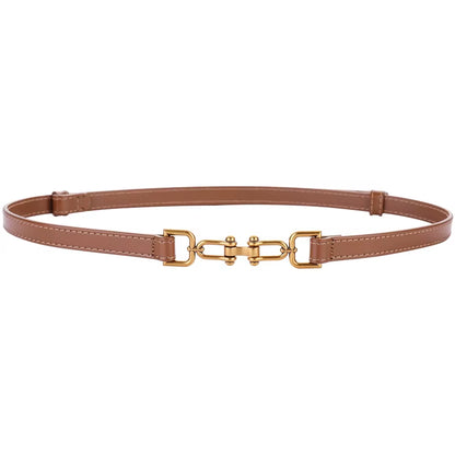 Ceintures Coréennes En Cuir Véritable Pour Femmes, Ceinture De Taille Fine En Cuir Verni Avec Boucle Dorée Pour Robe, Ceinture De Luxe Réglable Pour Femmes