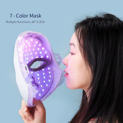 Masque Facial Anti-Âge À LED Pour Le Cou, 7 Couleurs, Thérapie À La Lumière Rouge, Raffermissement De La Peau, Lifting, Beauté Légère, Blanchiment À Domicile