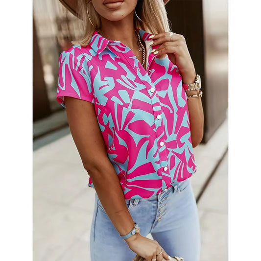 Blouse imprimée rose pour femme – look estival élégant et féminin
