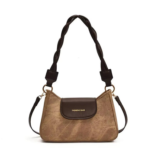 Retro Casual Single Shoulder Bag Commuter Women'S Bag New Trend Small Square Bag Brown Underarm Bag Spring New Model