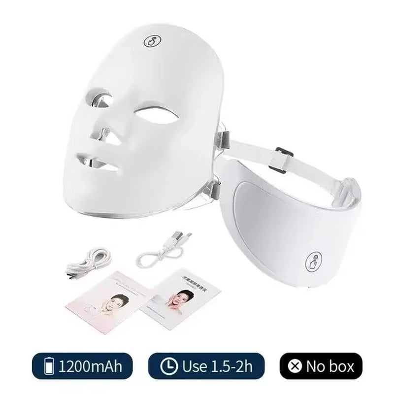 Masque Facial Anti-Âge À LED Pour Le Cou, 7 Couleurs, Thérapie À La Lumière Rouge, Raffermissement De La Peau, Lifting, Beauté Légère, Blanchiment À Domicile
