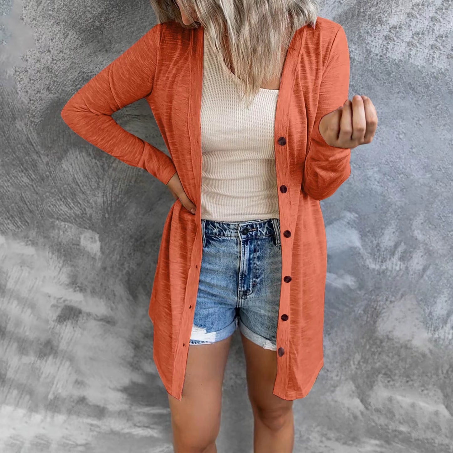 Femmes Mode Boutonné Manteaux Automne Nouveaux Cardigans Ouverts Sur Le Devant À Manches Longues Vêtements D'Extérieur Solide Doux Cardigan Manteau 2025 Tenues D'Automne
